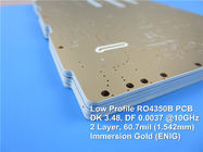 RO4350B LoPro RF PCB Rogers 60.7mil 침수 금을 가진 반전 대우된 포일 PCB 회로판