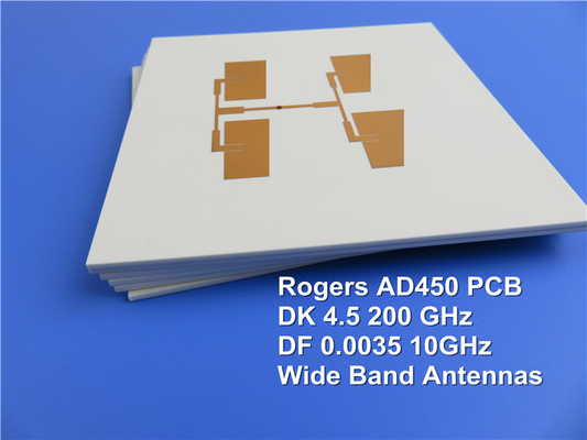 광대역 안테나용 침수 금이 있는 AD450 50mil 1.27mm DK4.5 기반 Arlon HF PCB